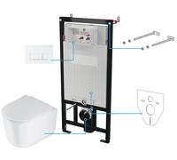 Deante Jasmin set vaso wc con copriwater e modulo di installazione con placca di comando con scarico a vortice CDJA6ZPW