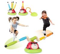 deAO 3-en-1 Set di attività Coccinella, Include modalità Lancio Anelli, Lancio Razzo, Salto con la Corda, Giocattolo Versatile per l'Interno e l'Esterno, Bambini dai 3 Anni in su