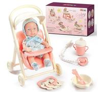 deAO Bambole per Bambina Gioco Set,23cm Bambola con Passeggino Bambolotto accessori Ottimo Gioco di Ruolo per bambini, bambine, ragazzi e bambini in età prescolare