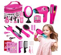 deAO Estilismo e Parrucchiere Gioco di Bellezza e Moda,Kit Parrucchiera Bambina,Giochi Bambina,Include Asciugacapelli,Arricciacapelli,Borsa per Cosmetici,Regalo Bambina 3 4 5 6 7 Anni