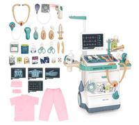 deAO Kit Valigetta Dottore Bambini, con Stetoscopio Siringa | Carrello da Dottore Gioco Dottoressa Carrello Valigetta Simulazione Medico Kit con Accessori | Rosa