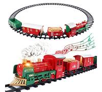 deAO Treno Classico con Luci e Suoni Set Natalizio di Binari | Trenino Natalizio Elettrico per Bambini, Locomotiva e 3 Carri Treno di Gioco Elettronico per Bambini Decorazioni Natalizie