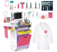deAO Valigetta Dottore Bambini, Carrello Medico Giocattolo con Stetoscopio | Kit Dottoressa Bambina con Camice da Medico, Simulazione Dottore Accessori, Gioco di Ruolo Regalo (Rosa)
