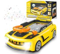 deAO Volante Giocattolo per Bambini con Luci e Suoni, Giallo, 3 Anni + | ABS, Sterzo Dx/Sx, Clacson e Suoni, Velocità e Volume Regolabili, Segnali Stradali Interattivi, Regali di Natale e Compleanno