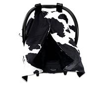 Dear Baby Gear Baldacchino per seggiolino auto con mucca Holstein nero e bianco con apertura a bottoni automatici, copertura leggera a doppio strato mantiene i bambini comodi - 40 x 30 - ideale per la