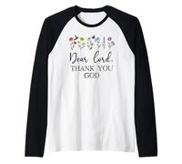 Dear Lord Thank You God Quote Jesus Bible Verse Christian Maglia con Maniche Raglan