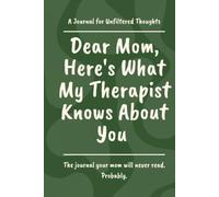Dear Mom, Here's What My Therapist Knows About You: Lined Journal to Honor, Forgive, Process, and Understand Your Mom | 120 Pages, 50 Writing Prompts | Gift for Therapy, Healing | For Daughters, Sons