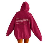 Dear Person Behind Me - Felpa con cappuccio da donna You Are Enough, a maniche lunghe, alla moda, stile Kawaii Preppy, Colore: rosso, S