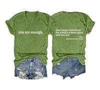 Dear Person Behind Me T Shirt Donna Lettera Stampato Top The World is a Better Place with You in It Manica Corta Positive Tee Casual Top Camicie, Verde chiaro, S