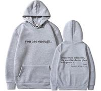 Dear Person Behind Me, You Are Enough Hoodie, Sweatshirt Hoodies, Letter Pullover Top Love Couple Hoody (Grey(Black),Small)