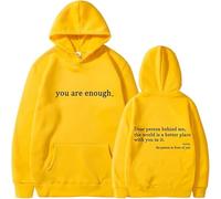 Dear Person Behind Me, You Are Enough Hoodie, Sweatshirt Hoodies, Letter Pullover Top Love Couple Hoody (Yellow(Black),Small)