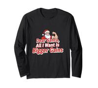 Dear Santa all I Want Is Bigger Gains Divertente Design Fitness Maglia a Manica