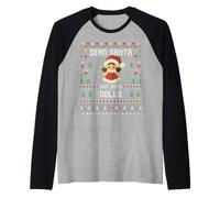 Dear Santa Christmas Dolls, Brutto Maglione Natalizio per Amanti dei Giocattoli Maglia con Maniche Raglan