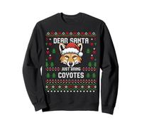 Dear Santa Coyote Christmas Ugly Xmas Sweater Coyote Felpa