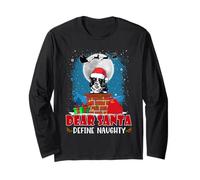 Dear Santa Define Naughty Border Collie Dog Funny Christmas Maglia a Manica