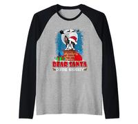 Dear Santa Define Naughty Boston Terrier Dog Funny Christmas Maglia con Maniche Raglan