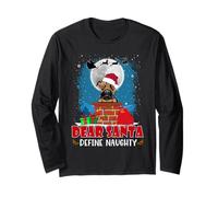 Dear Santa Define Naughty Boxer Dog Funny Christmas Maglia a Manica