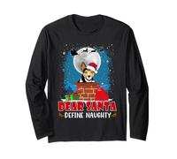 Dear Santa Define Naughty Rat Terrier Dog Funny Christmas Maglia a Manica