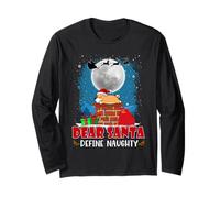 Dear Santa Define Naughty Shiba Inu Dog Sleep Christmas Maglia a Manica