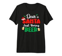 Dear Santa Just Bring Beer Christmas Funny Xmas Drinking Maglietta Premium