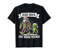 Dear Santa Just Bring Bigfoot e Alien Christmas Pigiama Maglietta