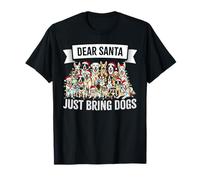 Dear Santa Just Bring Dogs Christmas Lights Dog Love Pigiama Maglietta