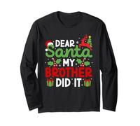 Dear Santa My Brother Did It Divertente Natale Bambini Ragazzi Ragazze Maglia a Manica