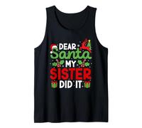 Dear Santa My Sister Did It Divertente Natale Bambini Ragazzi Ragazze Canotta