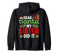 Dear Santa My Sister Did It Divertente Natale Bambini Ragazzi Ragazze Felpa con Cappuccio