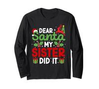 Dear Santa My Sister Did It Divertente Natale Bambini Ragazzi Ragazze Maglia a Manica