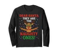 Dear Santa They Are The Naughty Ones Cute Reindeer Christmas Maglia a Manica
