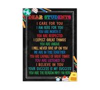 Dear Students Motivational Poster - Inspirational Wall Art with Positive Affirmations for Classroom and School Decor(Unframed,12x18inch(30x45cm))