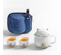 DEARART Beautiful Tea Cup Set con 2 tazze, 300ml ceramica Tea Infuser Cup facile da pulire tenere il tè caldo, tè a foglia sciolta ripida, caffè, latte, gatto carino, rosso