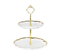 DEARBAG Alzate per Dolci e Frutta Doppio Strato Patisserie Alzatina, Alzata per Torte da Ceramica, Cupcake Stand Supporto per Cupcake, Espositore per Dolci per Nuziali Compleanno Partito Buffet Feste