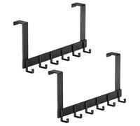 DEARBAG Appendiabiti da porta a due pezzi, ciascuno con 6 ganci, nero, antiruggine, in alluminio spaziale, non necessita di foratura o incollaggio, adatto per porte con spessore da 3,5 a 4,8 cm