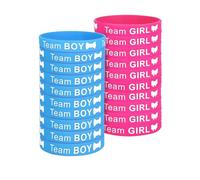 DEARBAG Braccialetti da 20 Pezzi per Rivelare Il Genere Braccialetti in Silicone Team Boy e Team Girl Rivelazione del Genere Baby Shower per Il Battesimo del Baby Shower