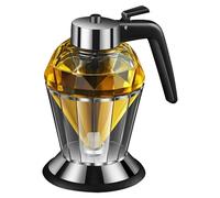 DEARBAG Dispenser per miele in vetro da 200 ml con supporto, dispenser per sciroppo, olio d'oliva, aceto, dispenser a forma di diamante, vaso per miele, sciroppo d'acero accessori da cucina