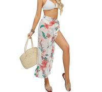 DEARBAG Donna Sarong Pareo da Spiaggia Chiffon Bikini Gonna Copricostume Sexy Scialle Wrap Dress Gonna Bohémien Ragazze Pool Mare Vacanza Estate (IT, Testo, Taglia Unica, Regular, Regular, Fiore)