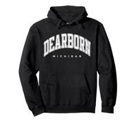 Dearborn Michigan Mi Varsity Style Testo Bianco Felpa con Cappuccio