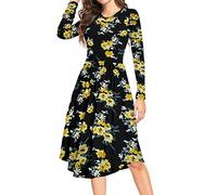 DEARCASE Abito Donna Vestito Abito Estivo Casual A Maniche Lunghe/Maniche Corte con Stampa A Tinta Unita Girocollo con Tasche