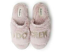 Dearfoams Giftable Bride Slippers for Weddings And Bachelorette Party, Pantofole Donna, I Do Crew-Malva pallida, Medium