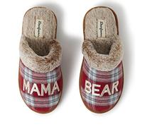 Dearfoams Gifts for Mom Cute Cozy Mothers Day Mama Bear Slipper, Pantofole Donna, Red Blue Plaid, X-Large