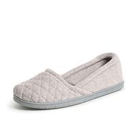 Dearfoams Katie Velour Secure-Fit Closed Back Memory Foam Comfort Slip on Loafer W/Rubber Sole, Pantofole Donna, Sleet, Small