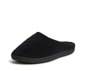 Dearfoams Leslie Washable Memory Foam Terry Clog with Wide Widths, Mocassino Donna, Nero, Large Larga