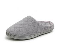Dearfoams Leslie Washable Memory Foam Terry Clog with Wide Widths, Pantofole Donna, Grigio Medio, Medium Larga
