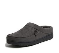 Dearfoams Men's Brendan Microfiber Suede Clog Slipper, Pavement (Perforated), X-Large