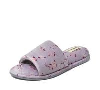 Dearfoams Pantofole estive da donna, in memory foam, per interni, in velluto, 7-8, colore: viola, 7-8, Velluto floreale viola, 38/39 EU