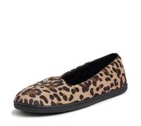 Dearfoams Rebecca Lightweight Cozy Memory Foam Closed Back Slipper with Wide Widths, Pantofole Donna, Leopard Velour, Large Larga