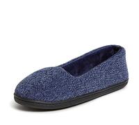 Dearfoams Rebecca - Pantofola da donna in microfibra con chiusura posteriore, blu (Pavone), Large