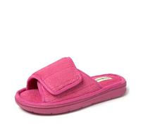 Dearfoams Women's Adjustable Indoor/Outdoor Machine Washable Memory Foam Slide Slipper, Paradise Pink Terry, 11-12
